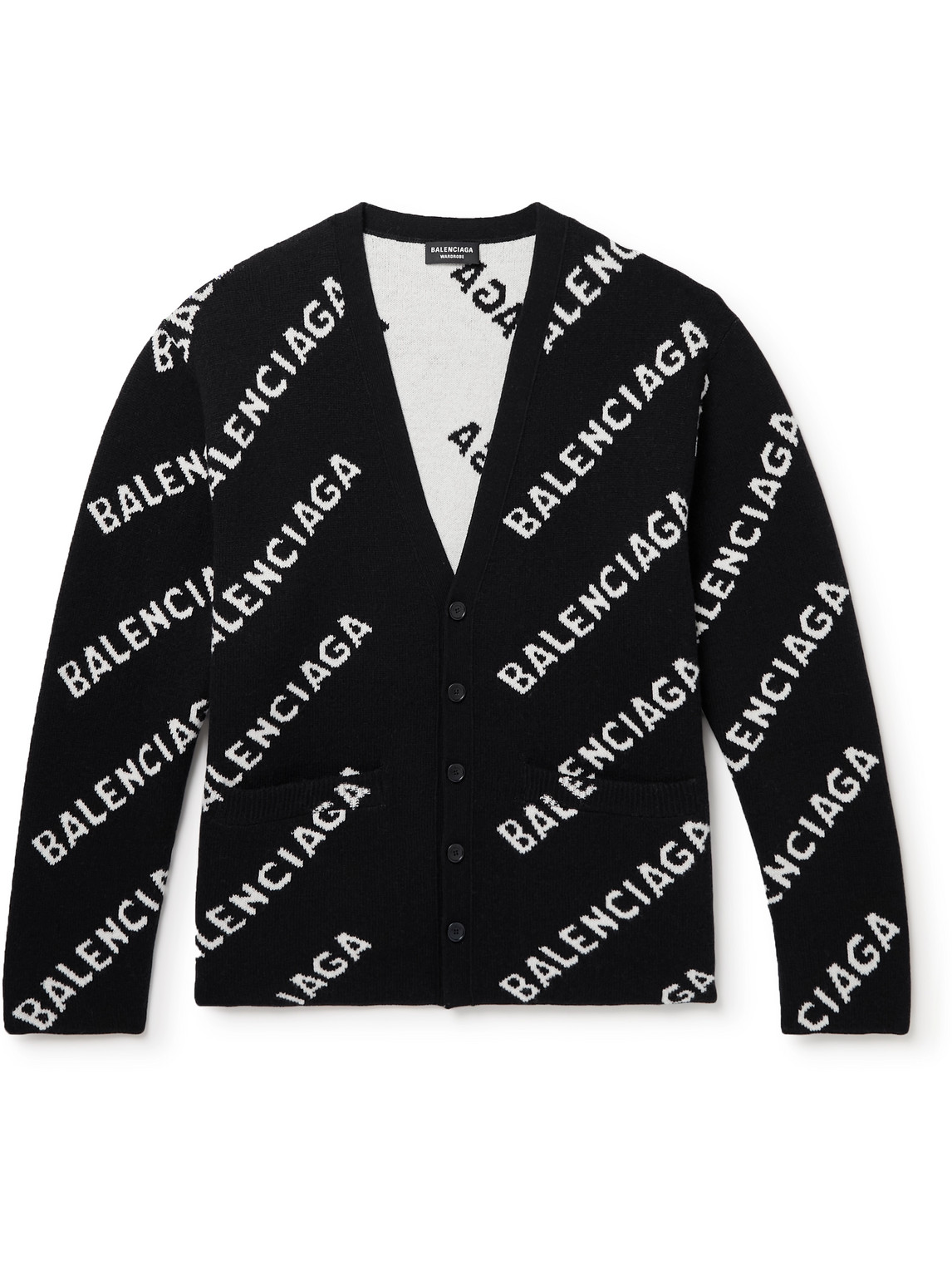 Balenciaga - Logo-Intarsia Wool-Blend Cardigan - Men - Black - M von Balenciaga