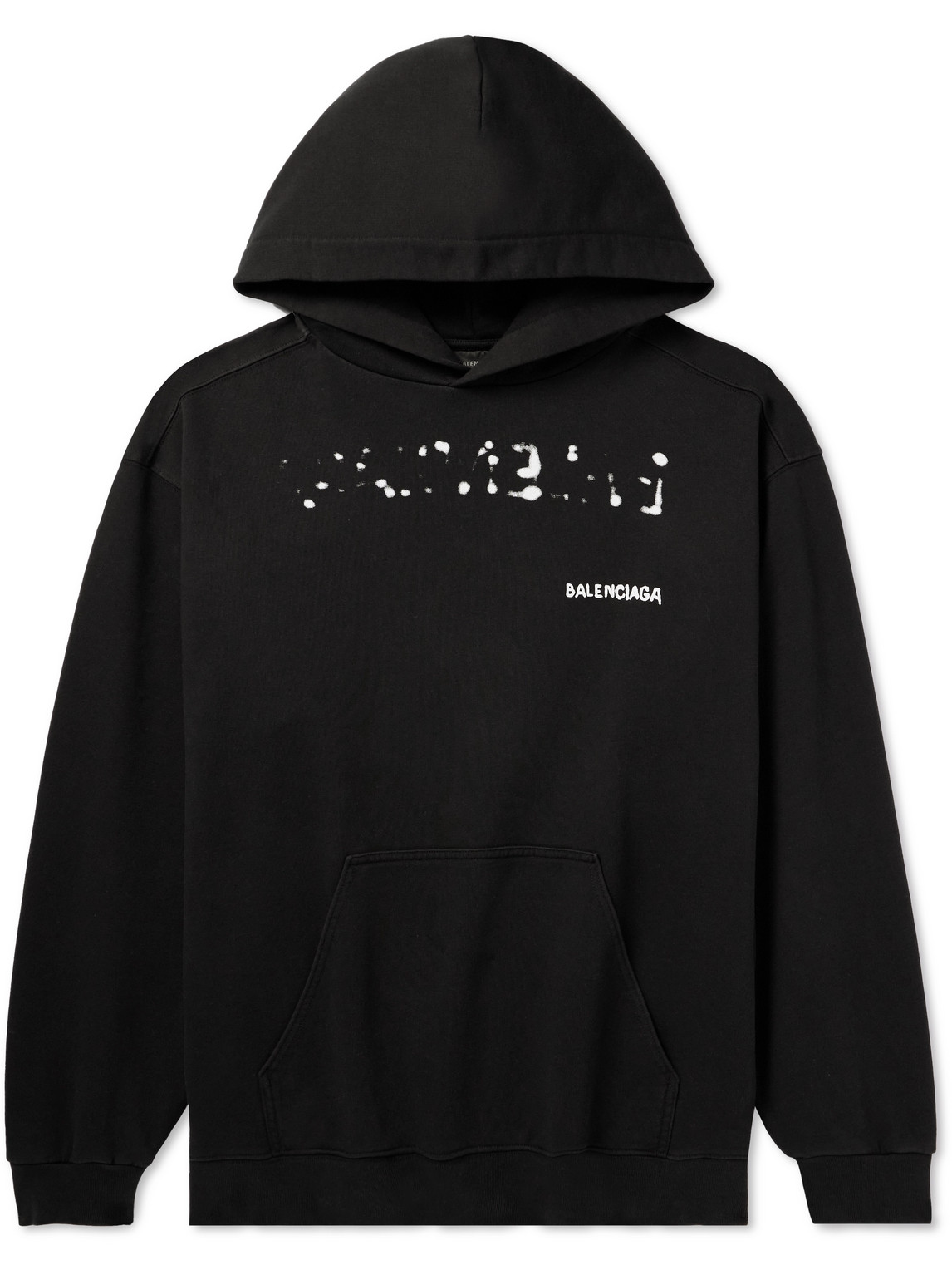 Balenciaga - Logo-Print Cotton-Jersey Hoodie - Men - Black - XS von Balenciaga