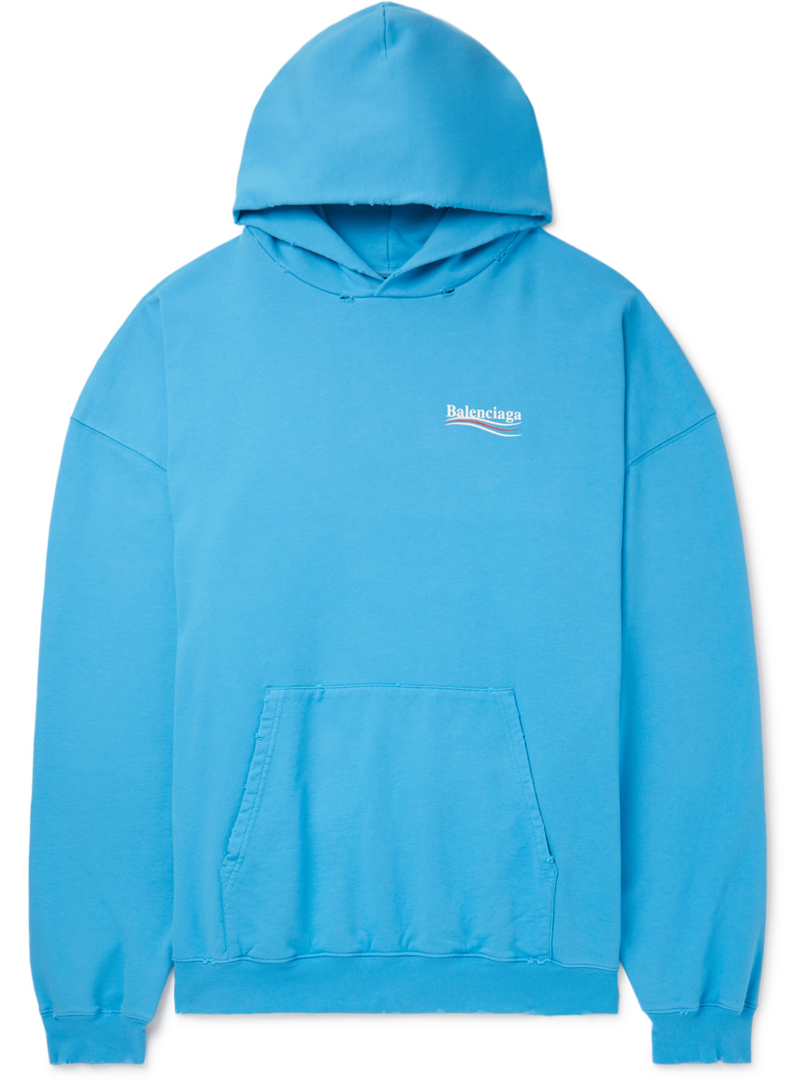 Balenciaga - Logo-Print Cotton-Jersey Hoodie - Men - Blue - XS Balenciaga - Logo-Print Cotton-Jersey Hoodie - Men - Blue - XS von Balenciaga