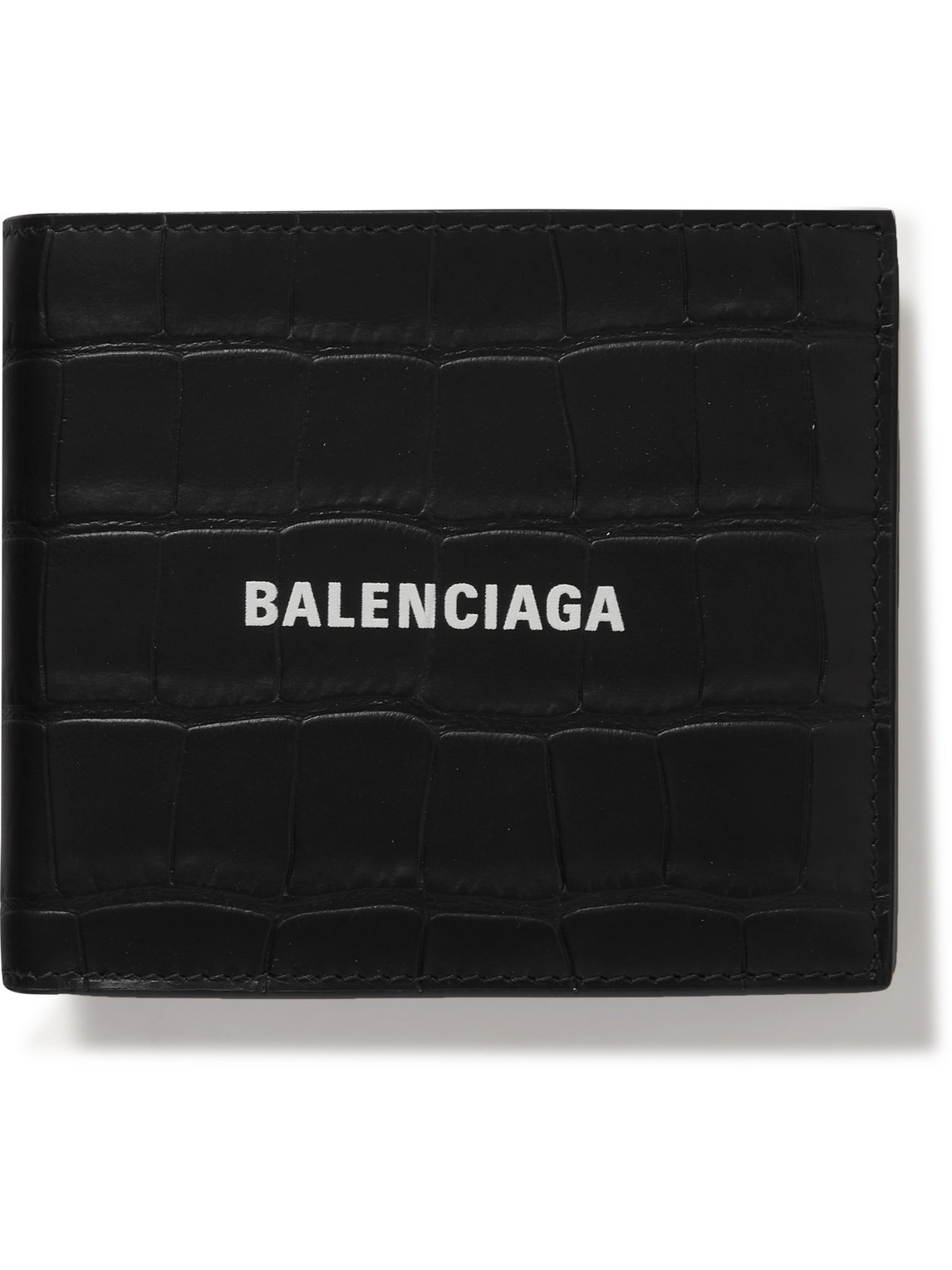 Balenciaga - Logo-Print Croc-Effect Leather Billfold Wallet - Men - Black von Balenciaga