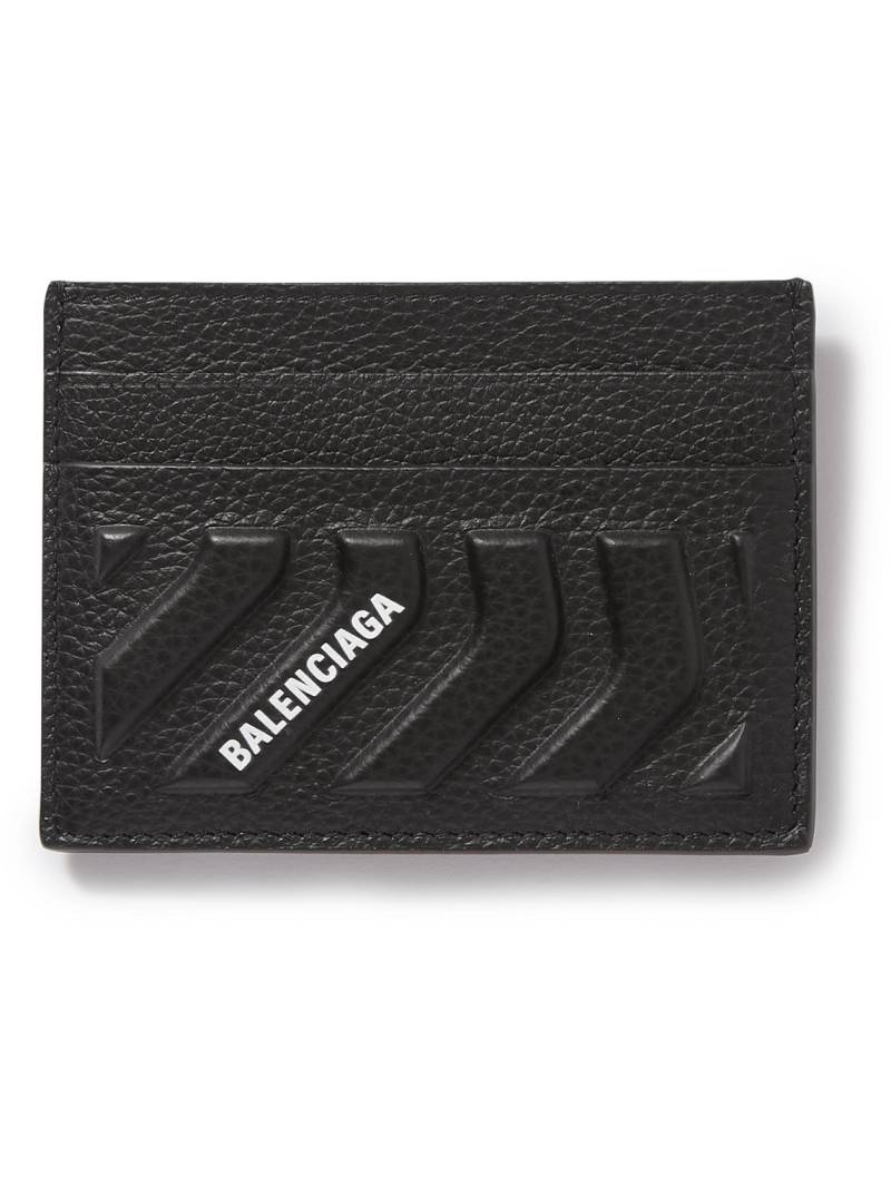 Balenciaga - Logo-Print Embossed Full-Grain Leather Cardholder - Men - Black von Balenciaga