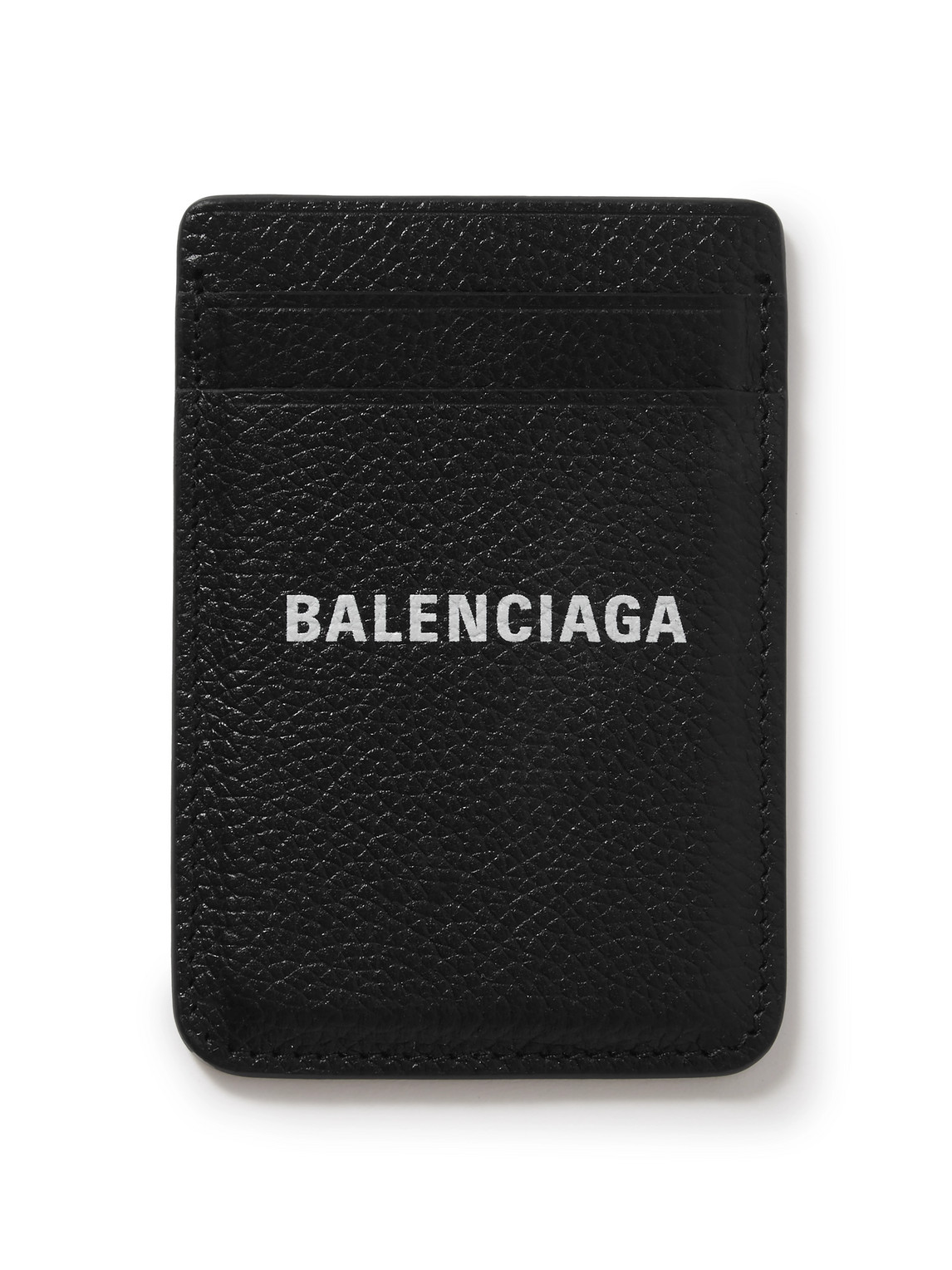 Balenciaga - Logo-Print Full-Grain Leather Cardholder - Men - Black von Balenciaga