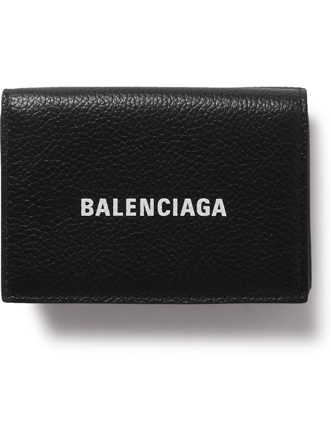 Balenciaga - Logo-Print Full-Grain Leather Trifold Wallet - Men - Black von Balenciaga