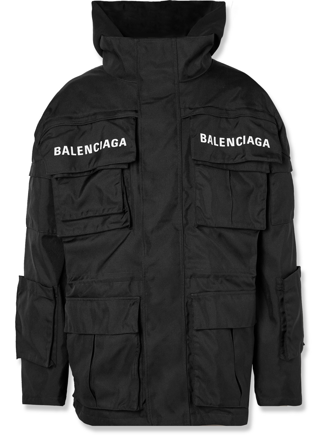 Balenciaga - Logo-Print Shell and Cotton-Twill Hooded Parka - Men - Black - 3 von Balenciaga