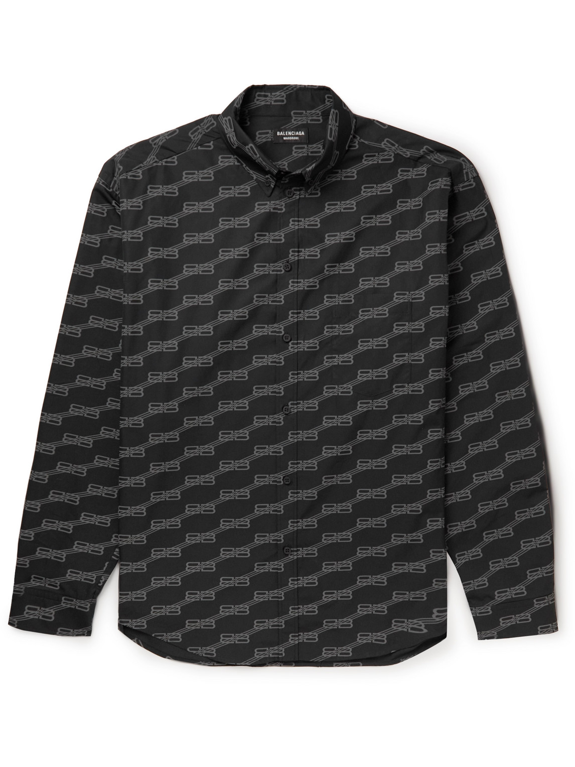 Balenciaga - Oversized Button-Down Collar Logo-Print Cotton-Poplin Shirt - Men - Black - EU 40 von Balenciaga
