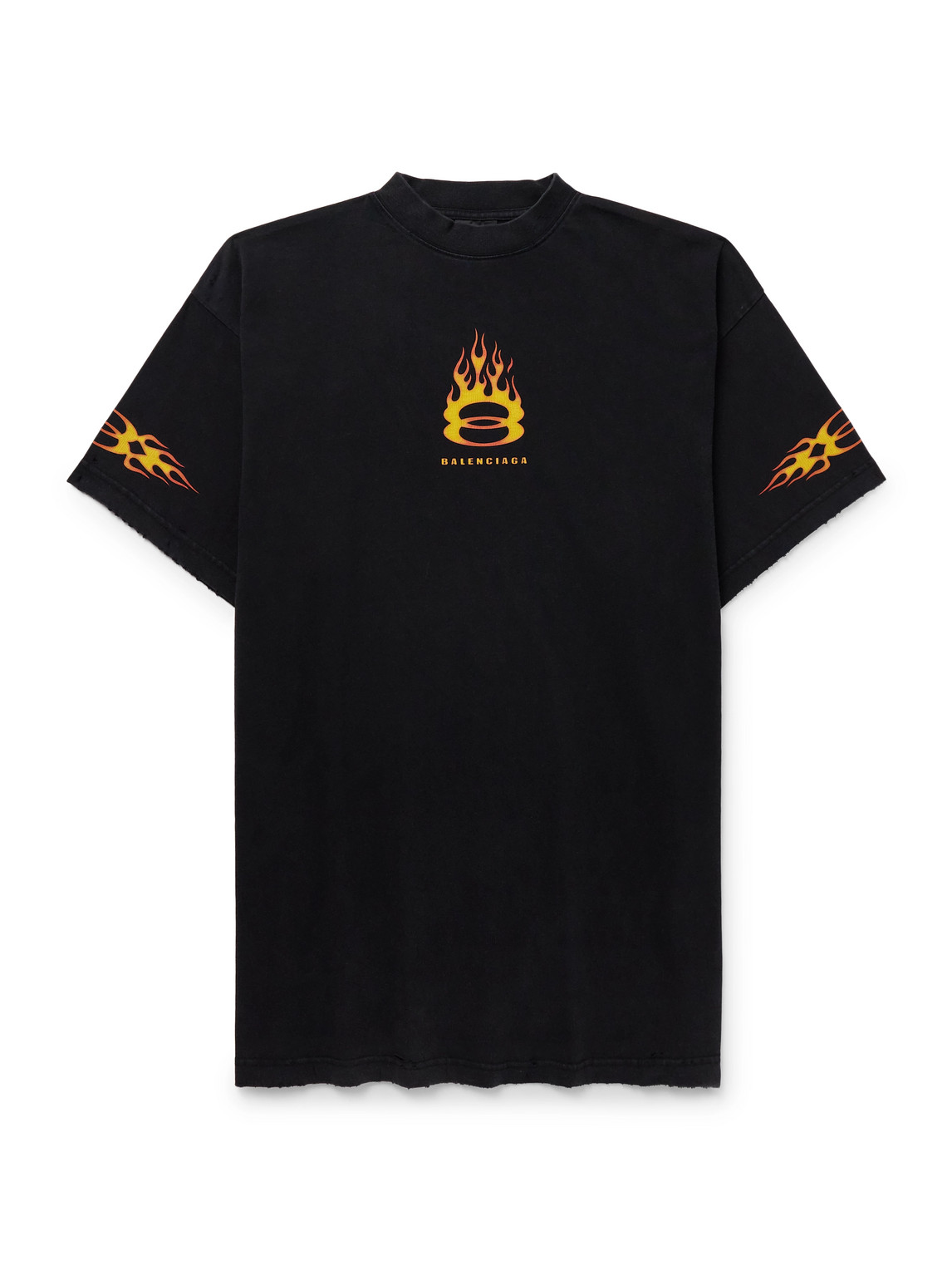 Balenciaga - Oversized Distressed Logo-Print Cotton-Jersey T-Shirt - Men - Black - 5 von Balenciaga