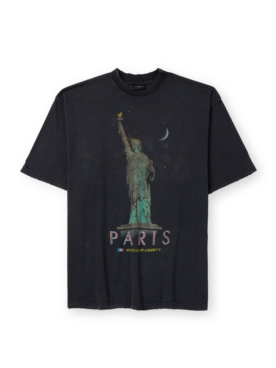 Balenciaga - Oversized Distressed Printed Cotton-Jersey T-Shirt - Men - Black - S von Balenciaga