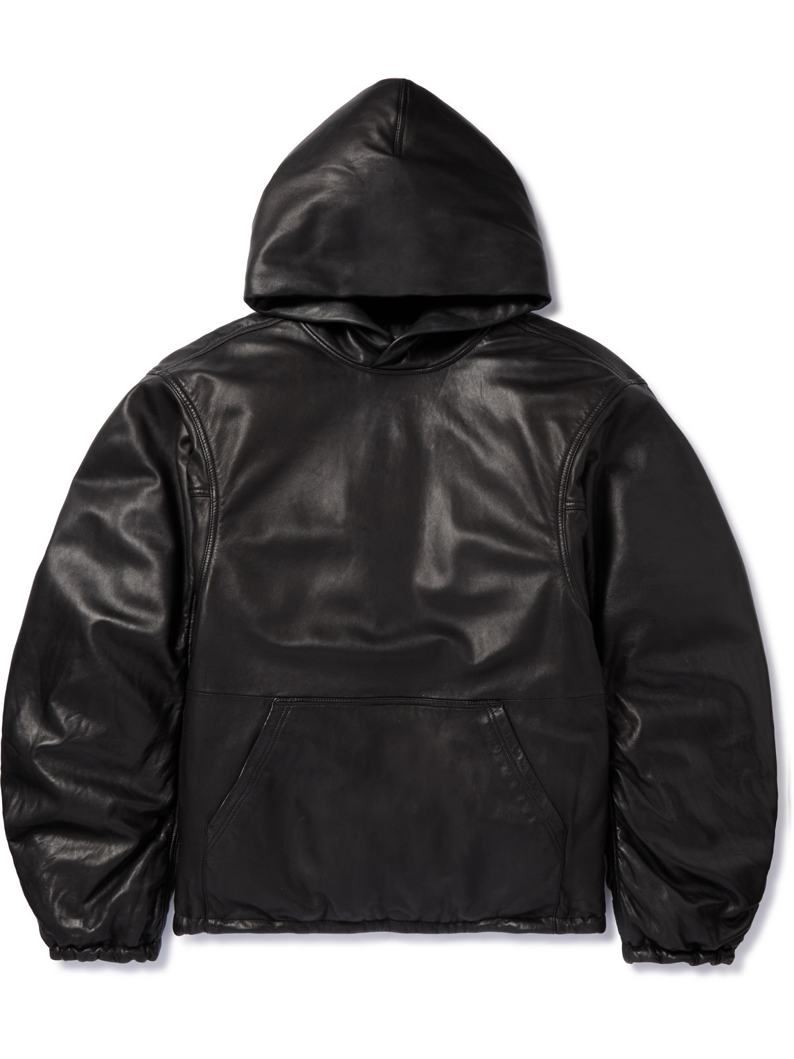 Balenciaga - Oversized Full-Grain Leather Hoodie - Men - Black - 2 von Balenciaga