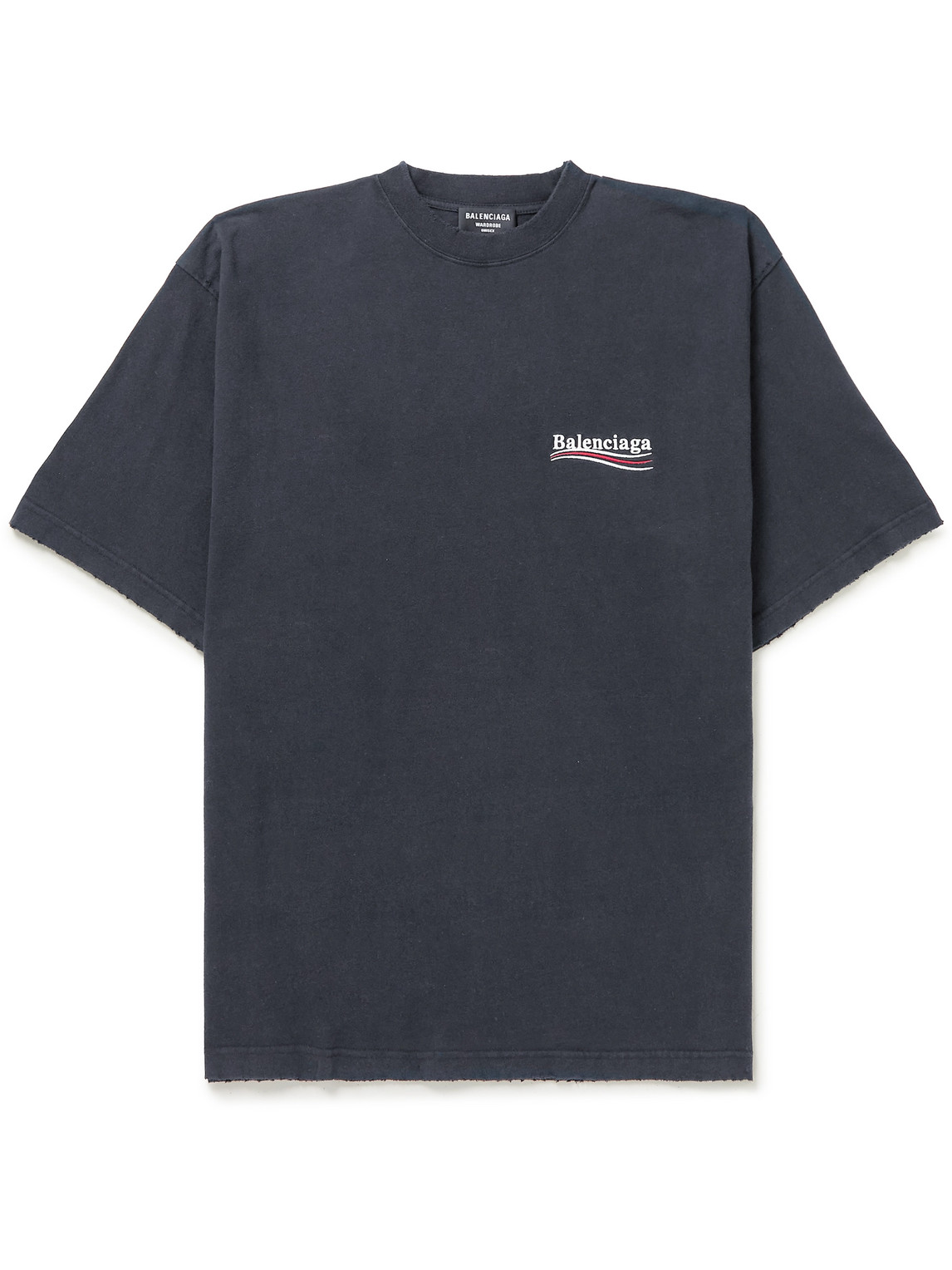 Balenciaga - Oversized Logo-Embroidered Cotton-Jersey T-Shirt - Men - Black - M von Balenciaga