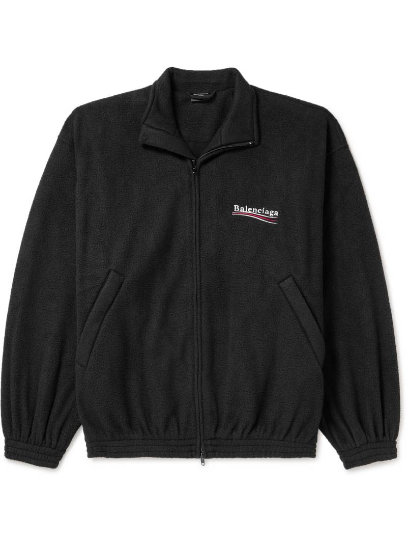 Balenciaga - Oversized Logo-Embroidered Fleece Jacket - Men - Black - 1 von Balenciaga