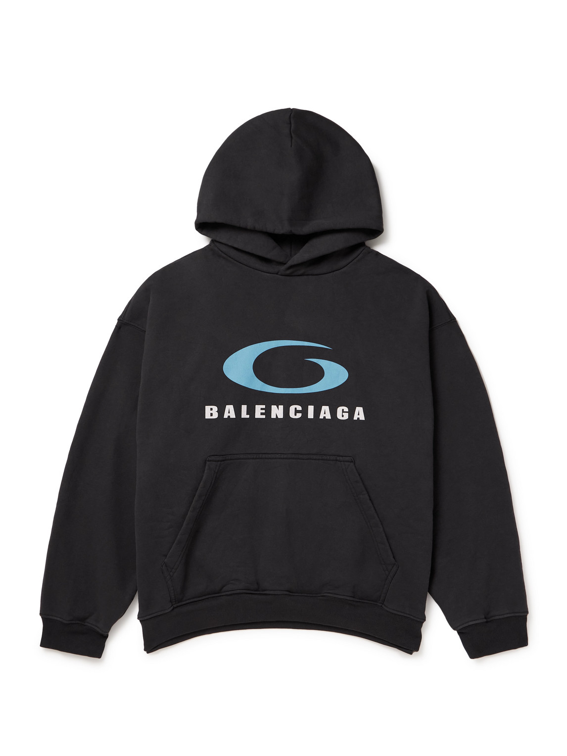 Balenciaga - Oversized Logo-Print Cotton-Jersey Hoodie - Men - Black - XL von Balenciaga