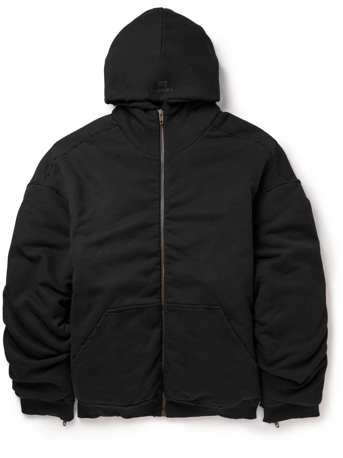 Balenciaga - Oversized Padded Cotton-Jersey Hooded Bomber Jacket - Men - Black - M von Balenciaga