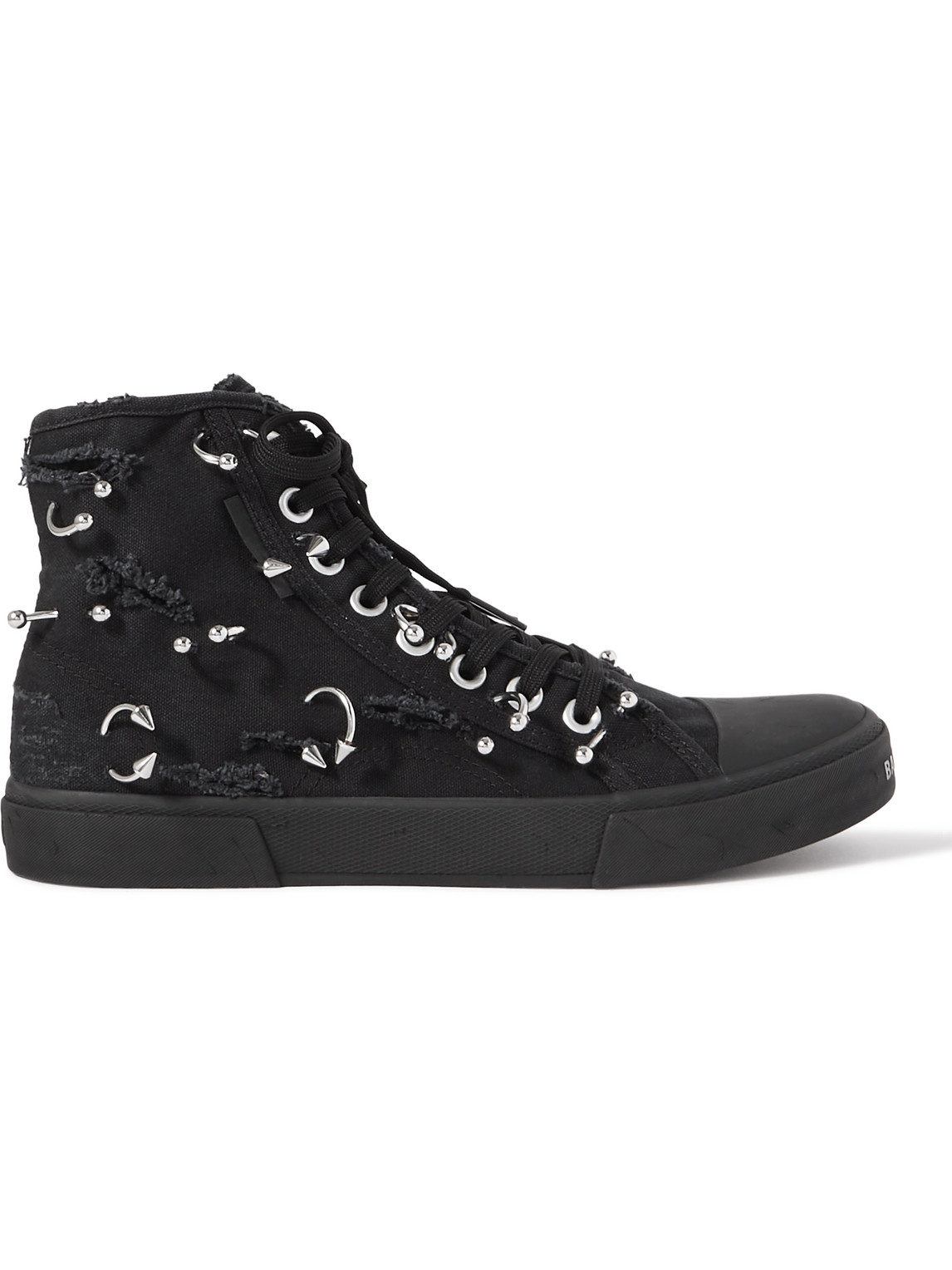 Balenciaga - Paris Embellished Distressed Canvas High-Top Sneakers - Men - Black - EU 40 Balenciaga - Paris Embellished Distressed Canvas High-Top Sneakers - Men - Black - EU 40 von Balenciaga