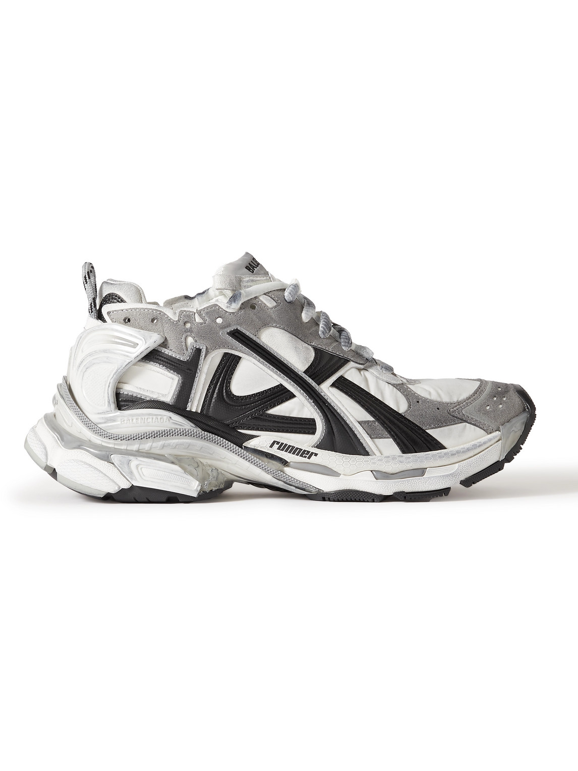 Balenciaga - Runner Distressed Nylon, Suede and Rubber Sneakers - Men - Gray - EU 39 von Balenciaga