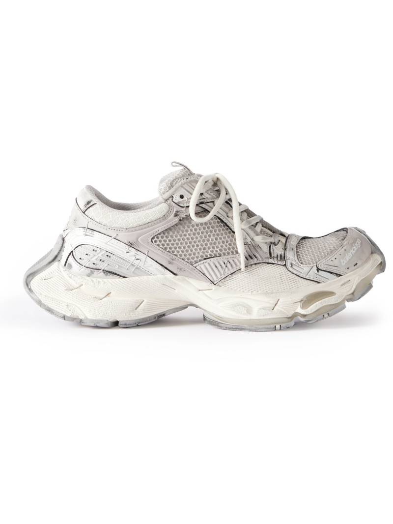 Balenciaga - Stapler Distressed Mesh and Rubber Sneakers - Men - Gray - EU 44 von Balenciaga