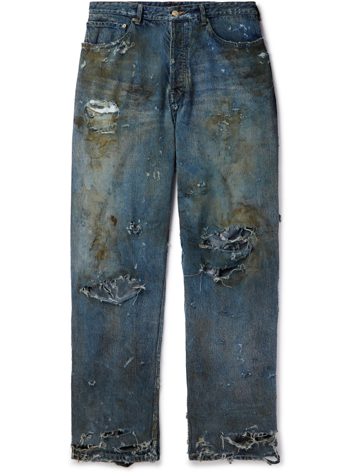 Balenciaga - Super Destroyed Wide-Leg Jeans - Men - Blue - XL von Balenciaga