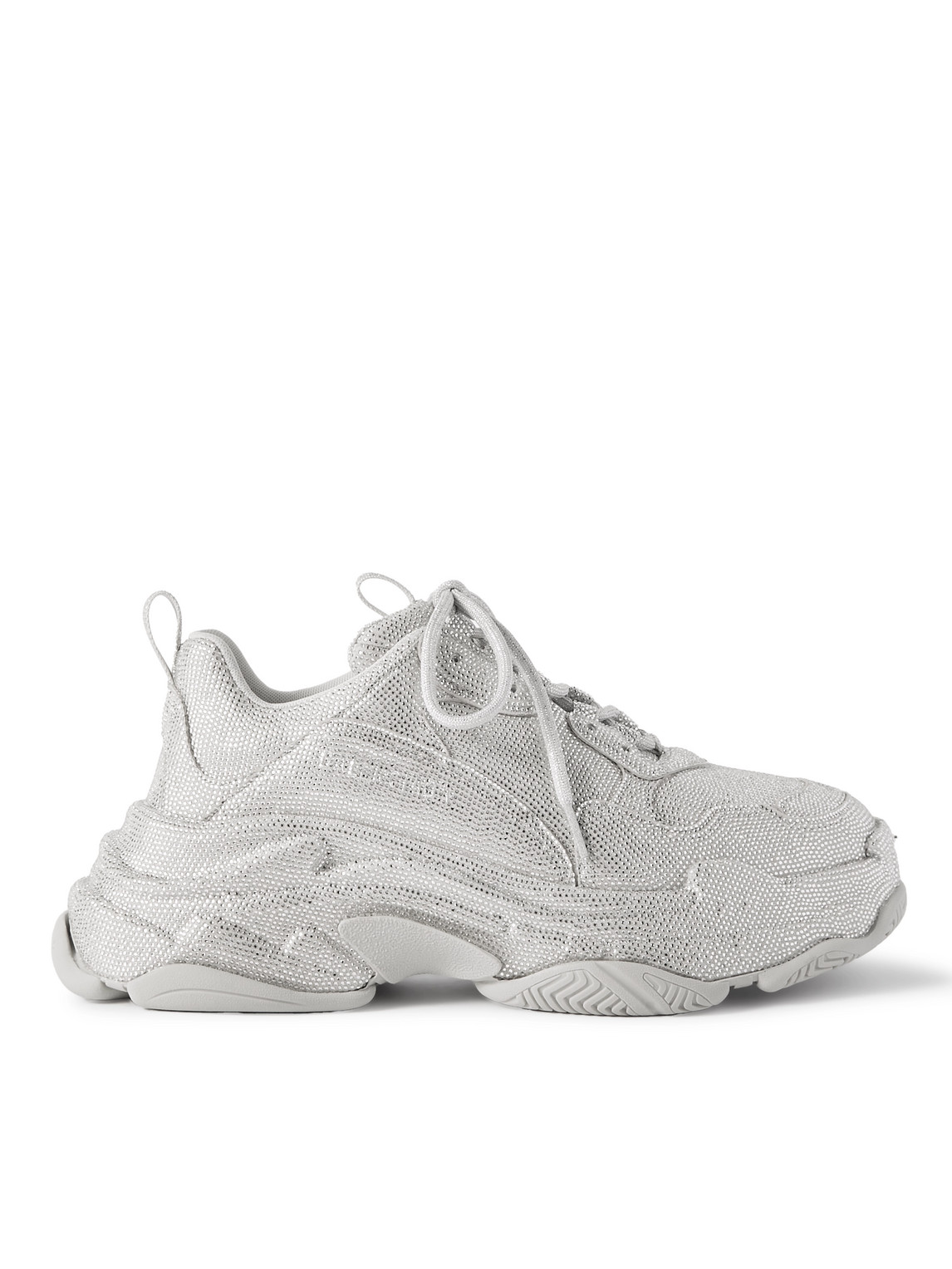 Balenciaga - Triple S Rhinestone-Embellished Microfibre Sneakers - Men - Neutrals - EU 43 von Balenciaga