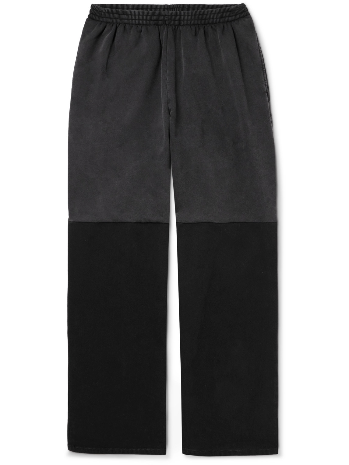 Balenciaga - Wide-Leg Panelled Cotton-Jersey and Denim Trousers - Men - Black - S von Balenciaga
