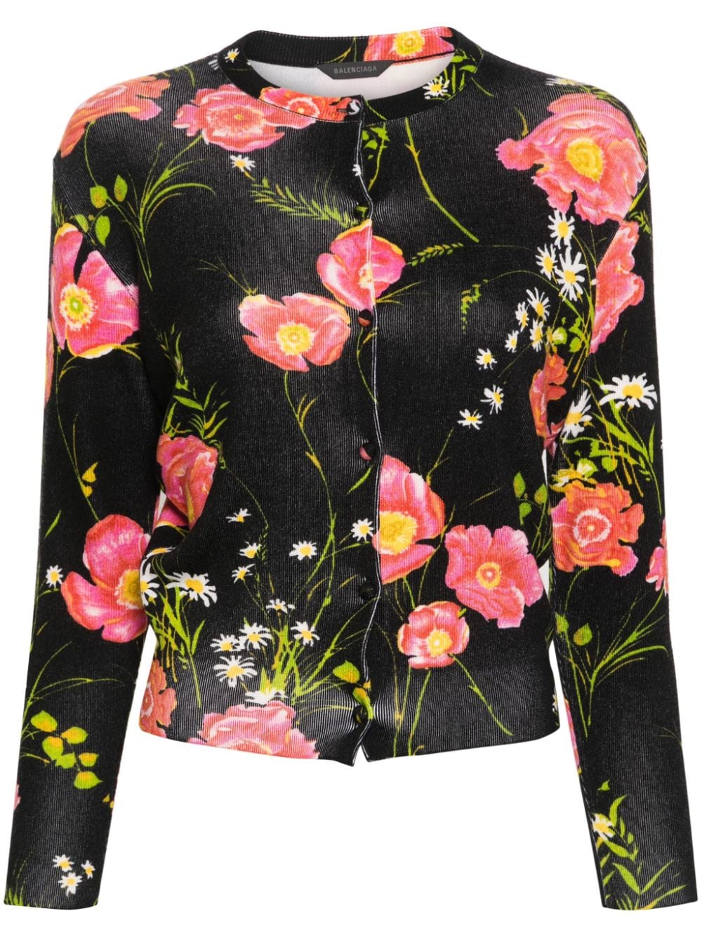 Balenciaga Cardigan mit Blumen-Print - Schwarz von Balenciaga