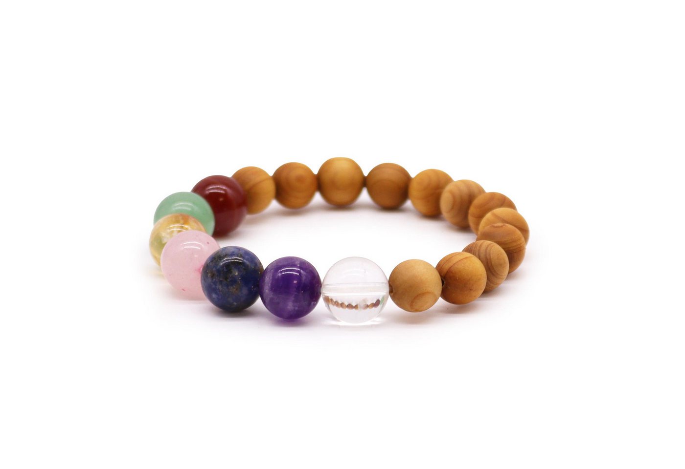 Bali-Homedecor Armband Armreif aus Zedernholz und sieben Chakras von Bali-Homedecor