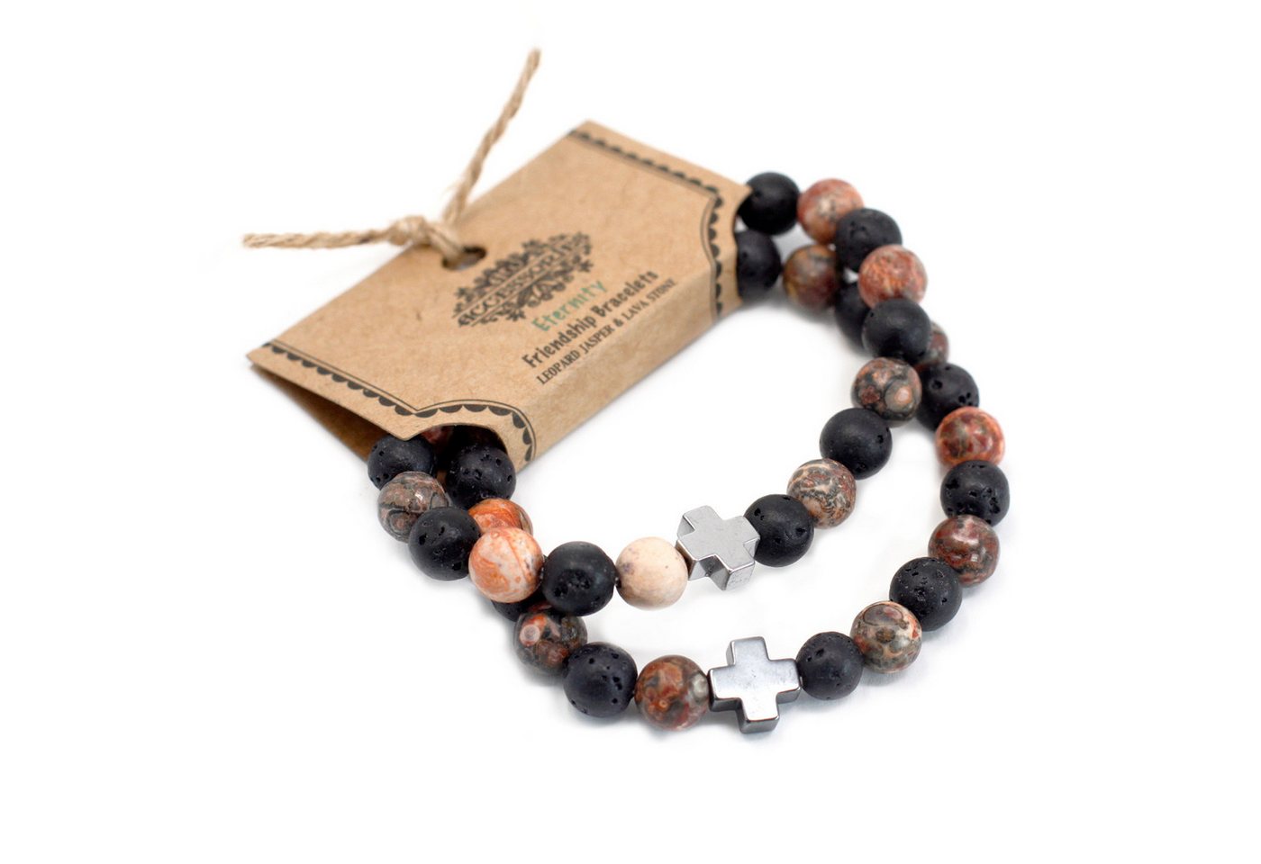 Bali-Homedecor Armband Set mit 2 Edelstein Freundschaftsbänder - Ewigkeit - Leopardenfell Ja von Bali-Homedecor
