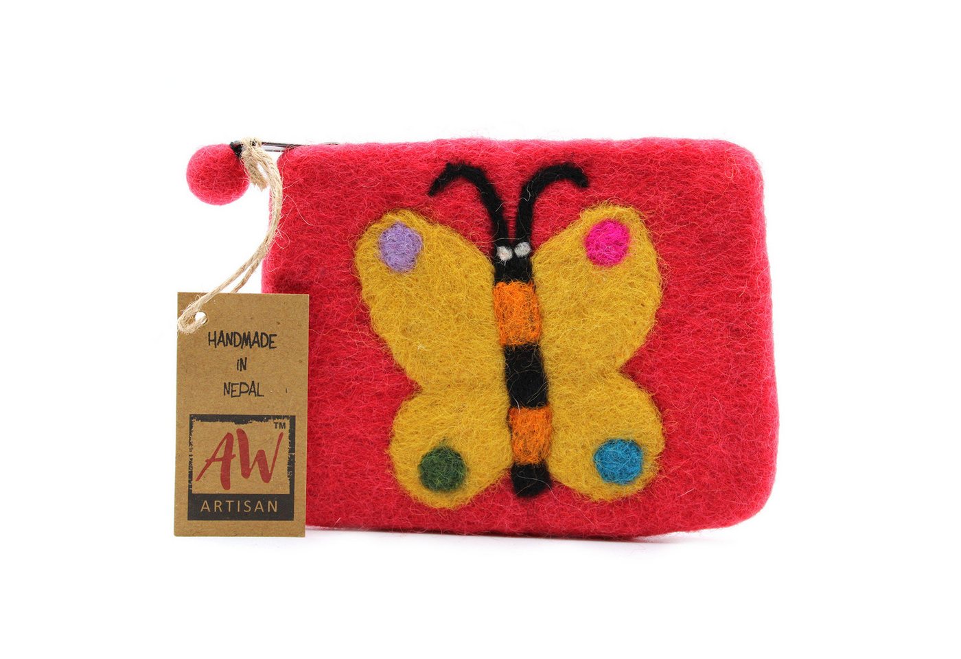 Bali-Homedecor Beuteltasche Natürlicher Filzbeutel (sortiert) - Schmetterling von Bali-Homedecor