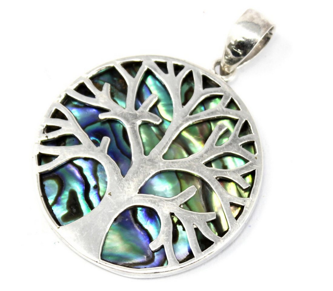 Bali-Homedecor Collier Baum des Lebens Silber Anhänger 30mm - Abalone von Bali-Homedecor
