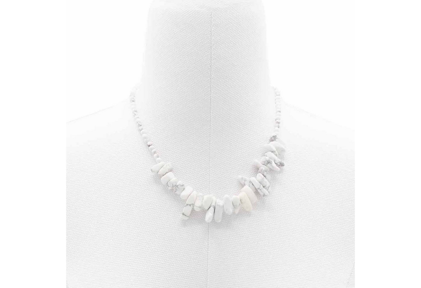 Bali-Homedecor Collier Edelstein-Halskette mit langen Steinen - Weißer Jaspis von Bali-Homedecor