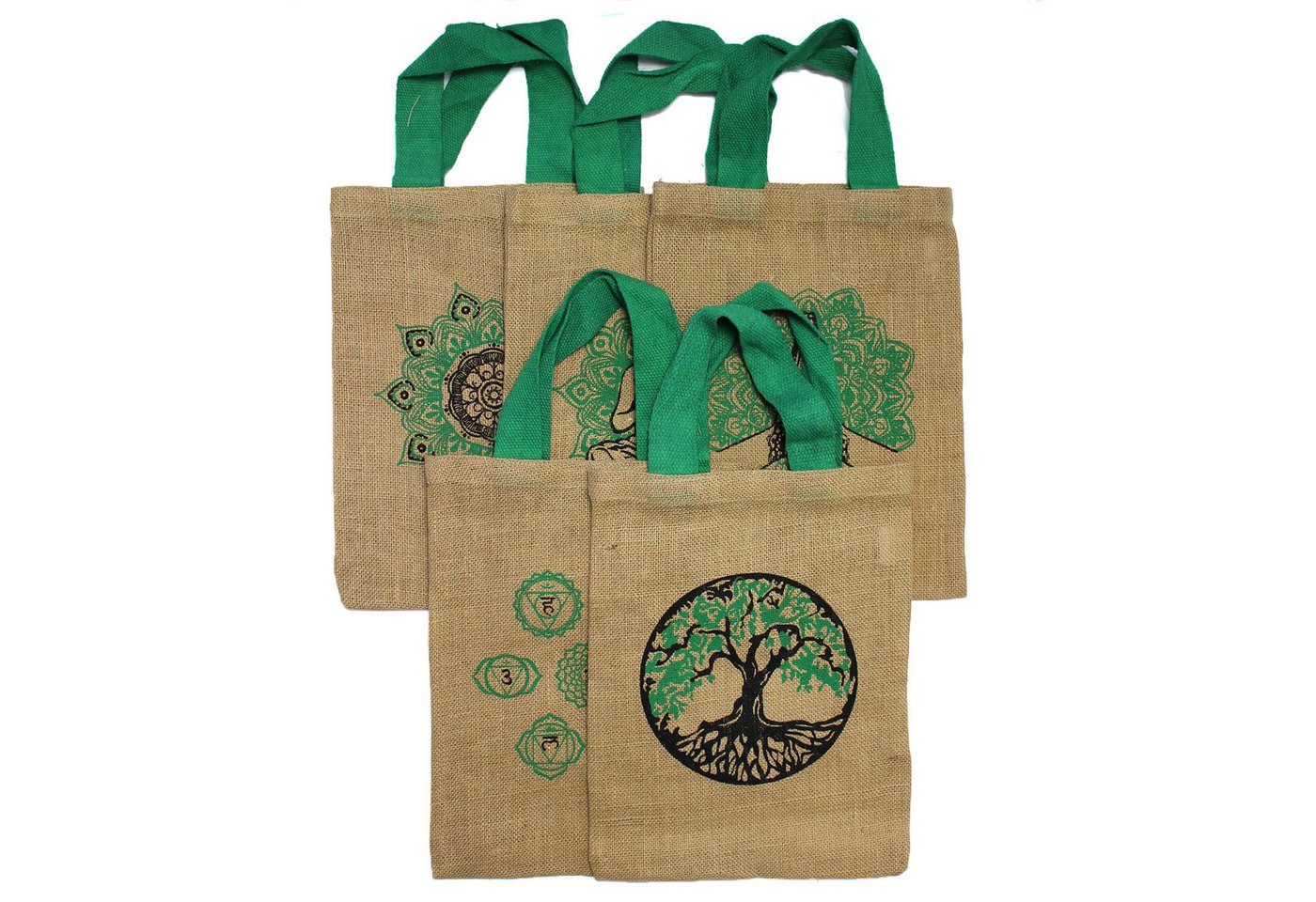 Bali-Homedecor Tragetasche Jute-Einkaufstasche - 5 verschiedene mystische Designs von Bali-Homedecor