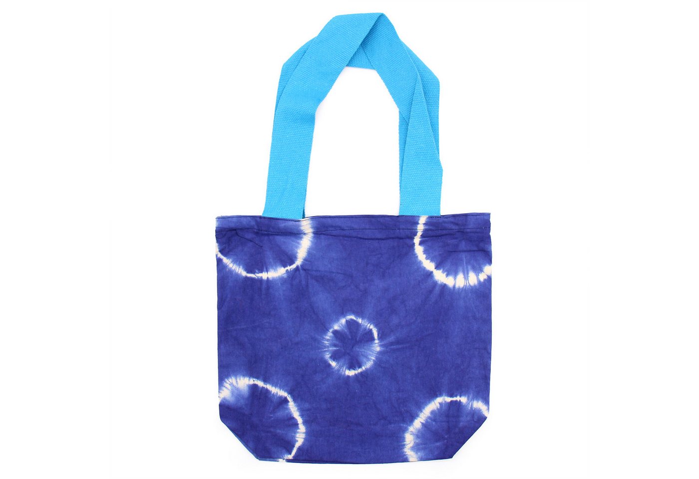 Bali-Homedecor Tragetasche Natürliche Batik-Baumwolltasche (8 Unzen)- 38x42x12cm - Blaue Ringe - von Bali-Homedecor