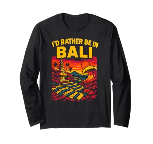 Bali Beach Id Rather Be in Bali Vintage Damen Coastal Livin Langarmshirt von Bali Palm Trees Sunshine Surfs Up Skateboarding