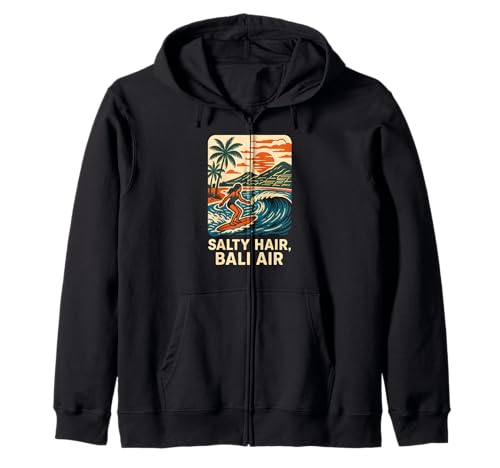 Bali Salty Hair Bali Air Vintage Damen Strandleben Kapuzenjacke Bali Salty Hair Bali Air Vintage Damen Strandleben Kapuzenjacke von Bali Palm Trees Sunshine Surfs Up Skateboarding