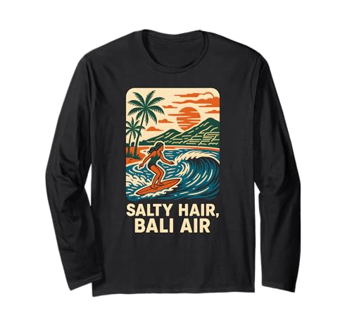 Bali Salty Hair Bali Air Vintage Damen Strandleben Langarmshirt Bali Salty Hair Bali Air Vintage Damen Strandleben Langarmshirt von Bali Palm Trees Sunshine Surfs Up Skateboarding