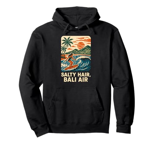 Bali Salty Hair Bali Air Vintage Damen Strandleben Pullover Hoodie Bali Salty Hair Bali Air Vintage Damen Strandleben Pullover Hoodie von Bali Palm Trees Sunshine Surfs Up Skateboarding