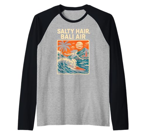 Bali Salty Hair Bali Air Vintage Damen Strandleben Raglan Bali Salty Hair Bali Air Vintage Damen Strandleben Raglan von Bali Palm Trees Sunshine Surfs Up Skateboarding