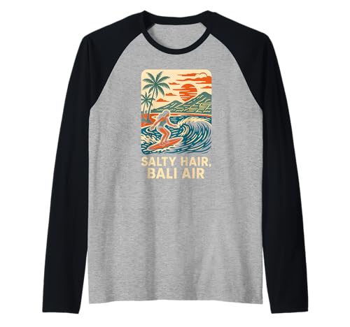 Bali Salty Hair Bali Air Vintage Damen Strandleben Raglan Bali Salty Hair Bali Air Vintage Damen Strandleben Raglan von Bali Palm Trees Sunshine Surfs Up Skateboarding