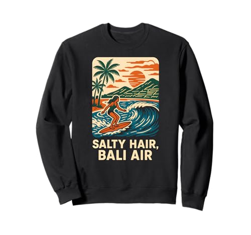 Bali Salty Hair Bali Air Vintage Damen Strandleben Sweatshirt Bali Salty Hair Bali Air Vintage Damen Strandleben Sweatshirt von Bali Palm Trees Sunshine Surfs Up Skateboarding