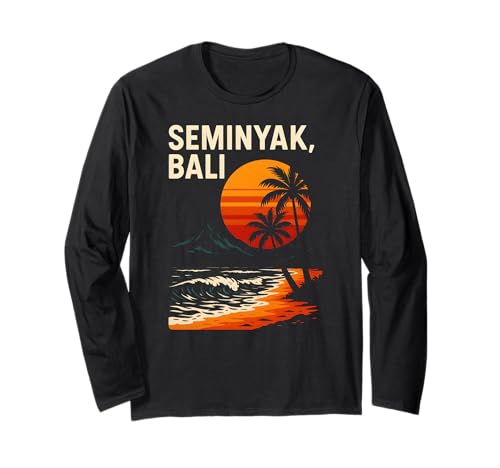 Bali Surf Seminyak Bali Retro Herren Beachy Vibes Langarmshirt von Bali Palm Trees Sunshine Surfs Up Skateboarding