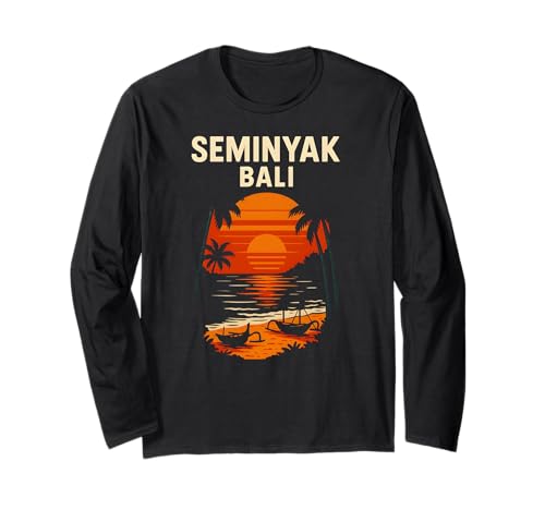Bali Surf Seminyak Bali Retro Herren Beachy Vibes Langarmshirt von Bali Palm Trees Sunshine Surfs Up Skateboarding