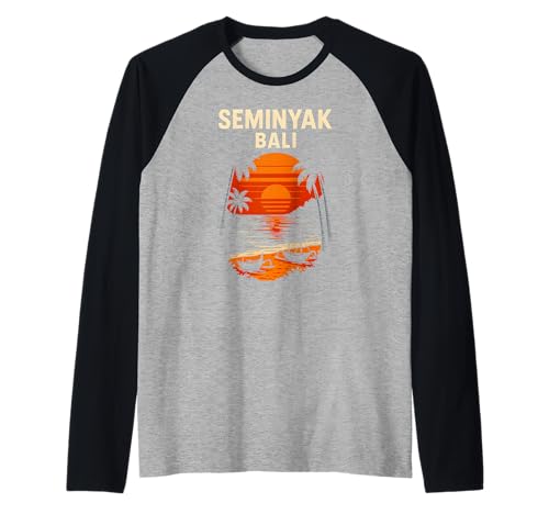 Bali Surf Seminyak Bali Retro Herren Beachy Vibes Raglan Bali Surf Seminyak Bali Retro Herren Beachy Vibes Raglan von Bali Palm Trees Sunshine Surfs Up Skateboarding