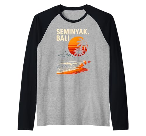 Bali Surf Seminyak Bali Retro Herren Beachy Vibes Raglan von Bali Palm Trees Sunshine Surfs Up Skateboarding