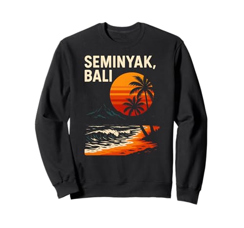 Bali Surf Seminyak Bali Retro Herren Beachy Vibes Sweatshirt von Bali Palm Trees Sunshine Surfs Up Skateboarding
