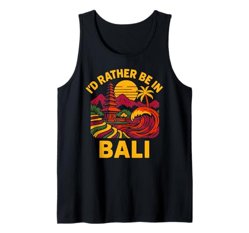 Beach Id Rather Be in Bali Vintage Damen Coastal Living Tank Top von Bali Palm Trees Sunshine Surfs Up Skateboarding