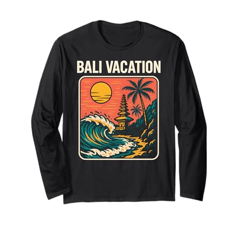 Tropical Island Bali Vacation Retro Damen Surfs Up Langarmshirt von Bali Palm Trees Sunshine Surfs Up Skateboarding