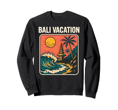 Tropical Island Bali Vacation Retro Damen Surfs Up Sweatshirt von Bali Palm Trees Sunshine Surfs Up Skateboarding