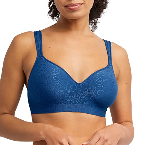 Bali Damen Comfort Revolution kabelloser, vollständige Abdeckung, drahtloser, kühles Komfortgewebe BH, Regal Navy Swirl, 90B von Bali