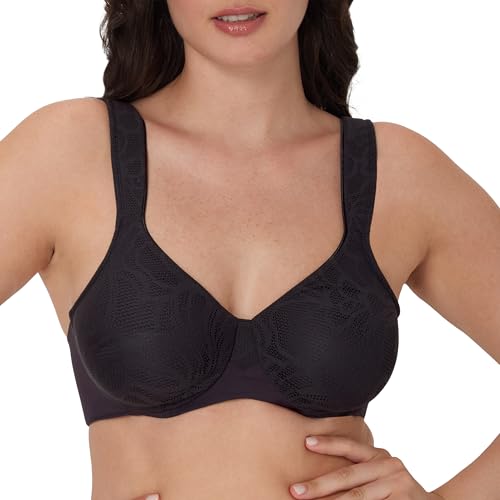 Bali Damen Minimizer, Our Coolest Smoothing Underwire Bra for Women BH, Durchsichtig [NA], Schwarze Spitze, 85DD von Bali