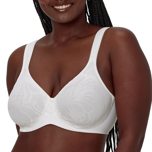 Bali Damen Minimizer, Our Coolest Smoothing Underwire Bra for Women BH, Halbdurchsichtig, Weiß, Spitzenstoff, 95C von Bali