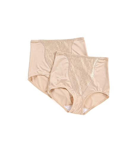 Bali Damen Shapewear Double Support® Koordinate Slip mit Spitze Bauch Panel Light Control 2er Pack - Beige - 2X Plus von Bali