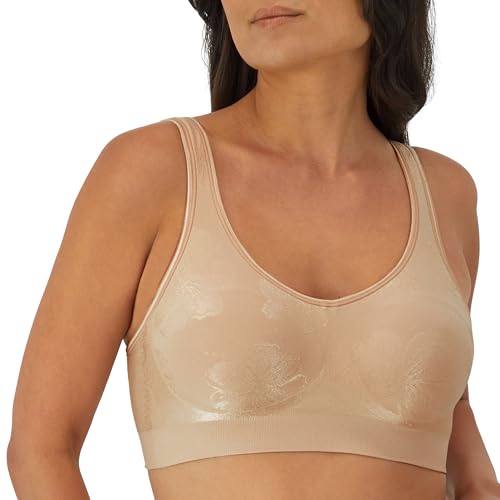 Bali Damen Drahtloser, Comfort Revolution, Volle Abdeckung, Bügelloser, Feuchtigkeitsableitend T-Shirt-BH, Undurchsichtige, Mandel Tropic, X-Large von Bali